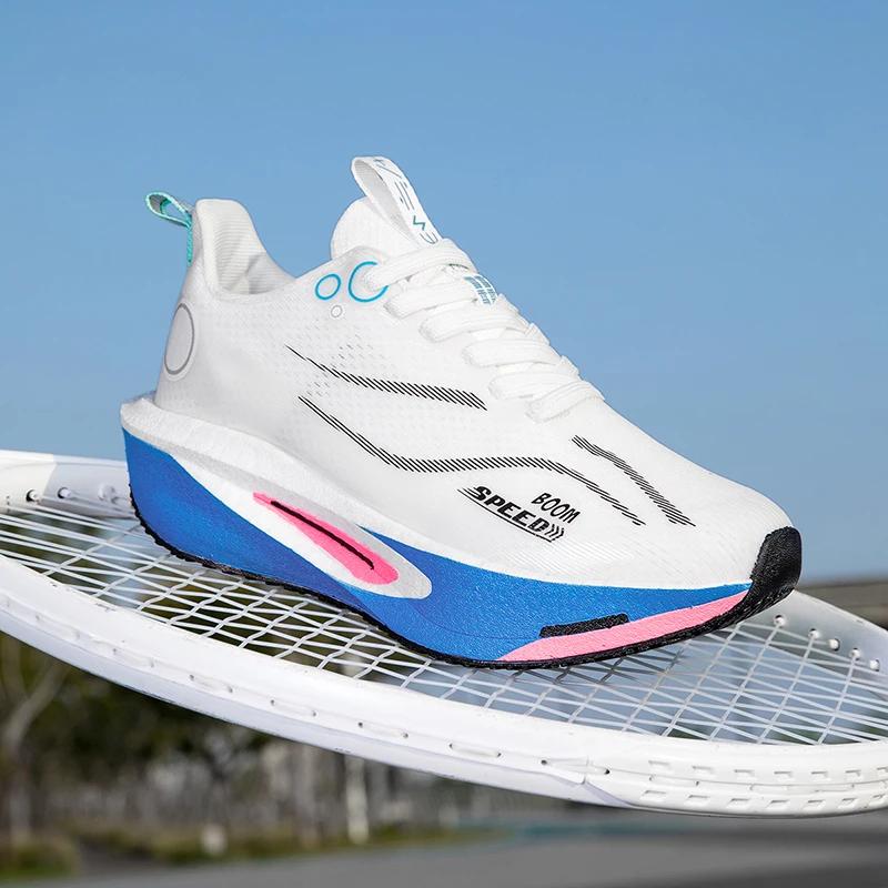 Chaussures de course unisexes en planche de carbone, légères, pour Marathon professionnel, coussinet