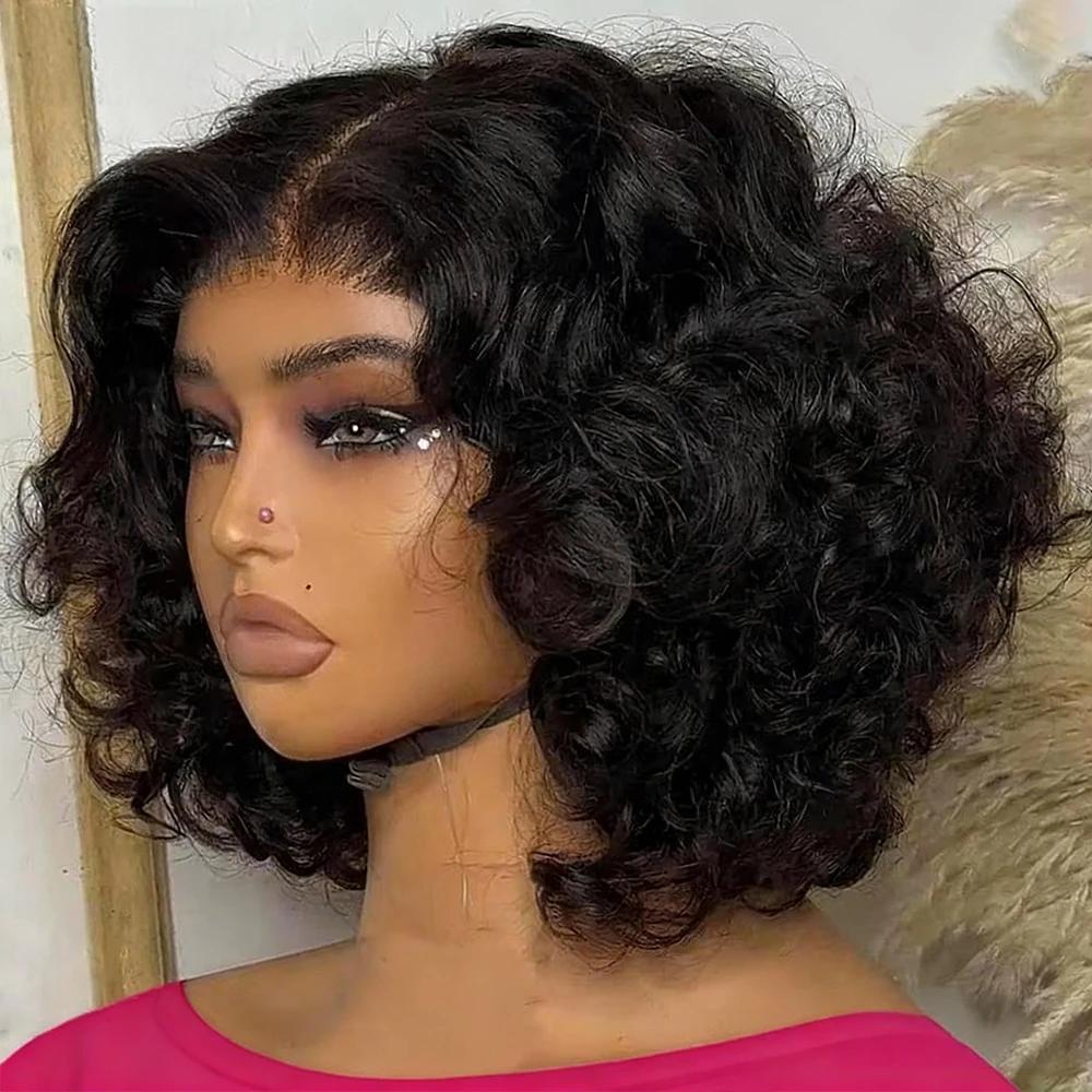 Perruque Bob Lace Frontal Wig Body Wave sans colle, cheveux naturels brésiliens prêts à porter, 13x6