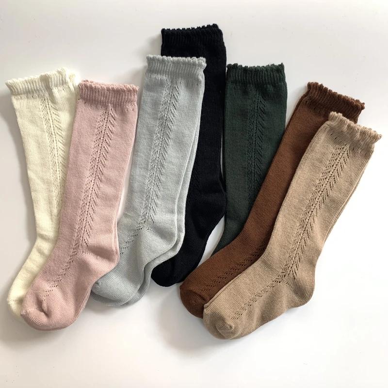 1 paire 100% coton enfants chaussettes hautes bébé filles garçons printemps automne coton maille res