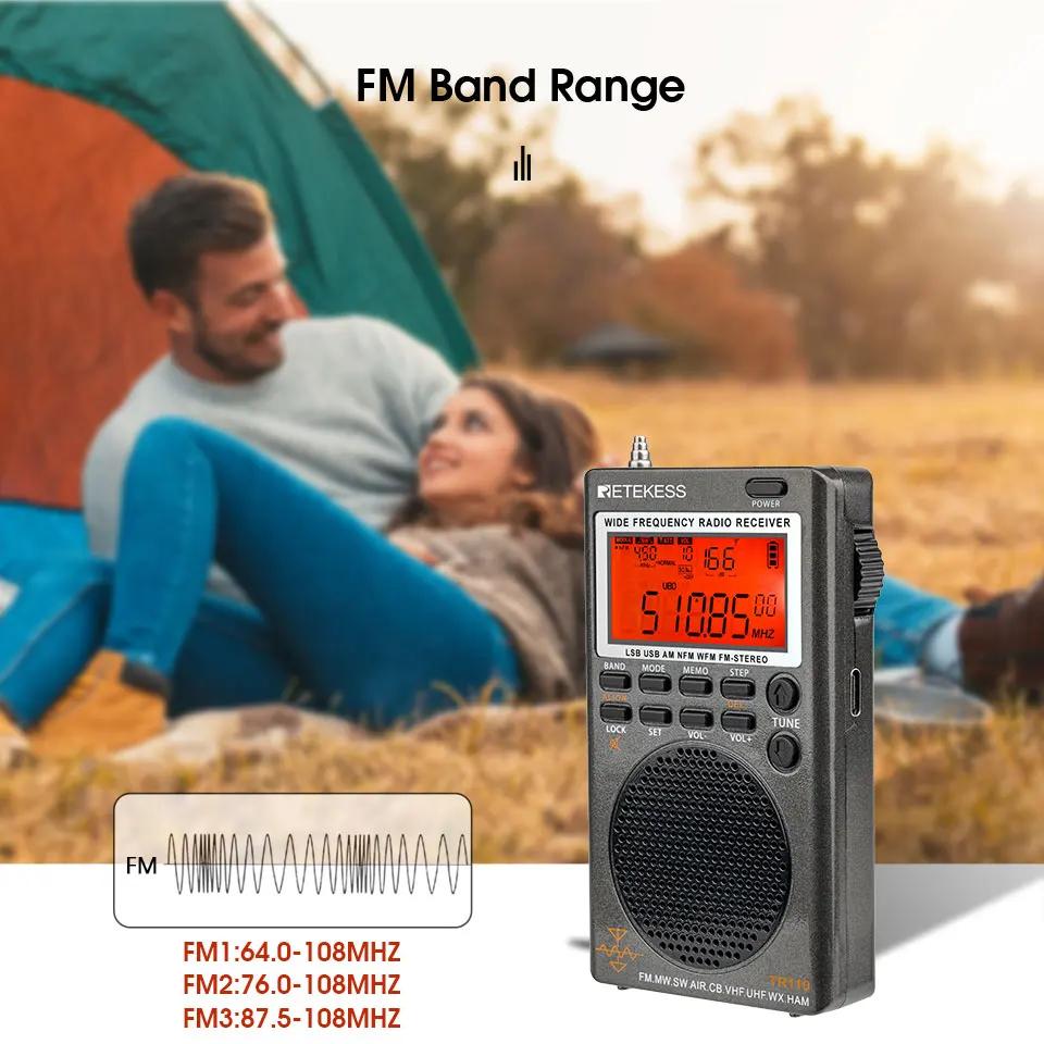RETEKESS-Radio pleine bande pour l'extérieur, Radio à ondes courtes SSB, AM, FM, Toutes les vagues,