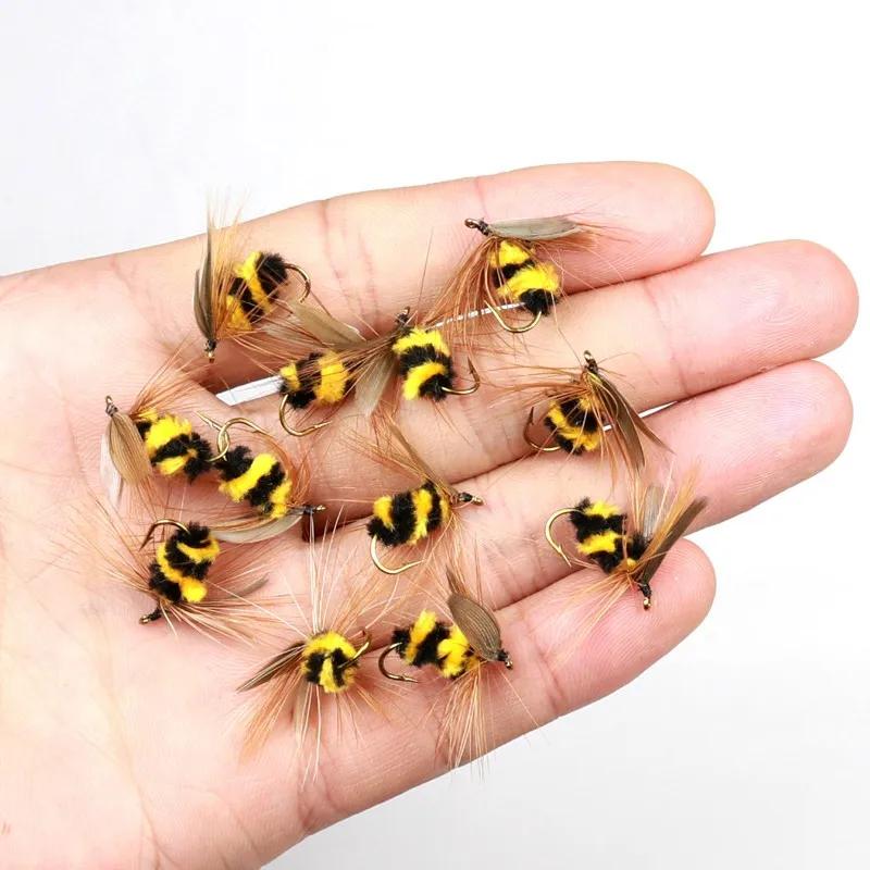10 pièces/ensemble pêche artificielle insecte appât bourdon mouche truite pêche leurres bionique abe