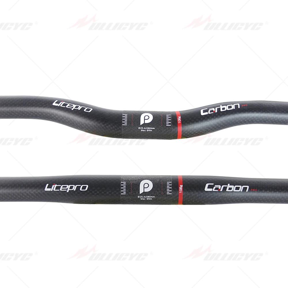 Litepro pliant/BMX 25.4mm 580mm guidon en carbone vtt guidon plat ou montée en Fiber de carbone ultr