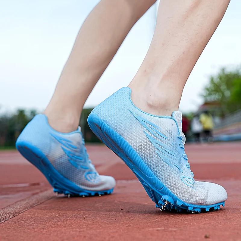 Chaussures d'athlétisme à pointes pour hommes et femmes, chaussures de course pour garçons et filles