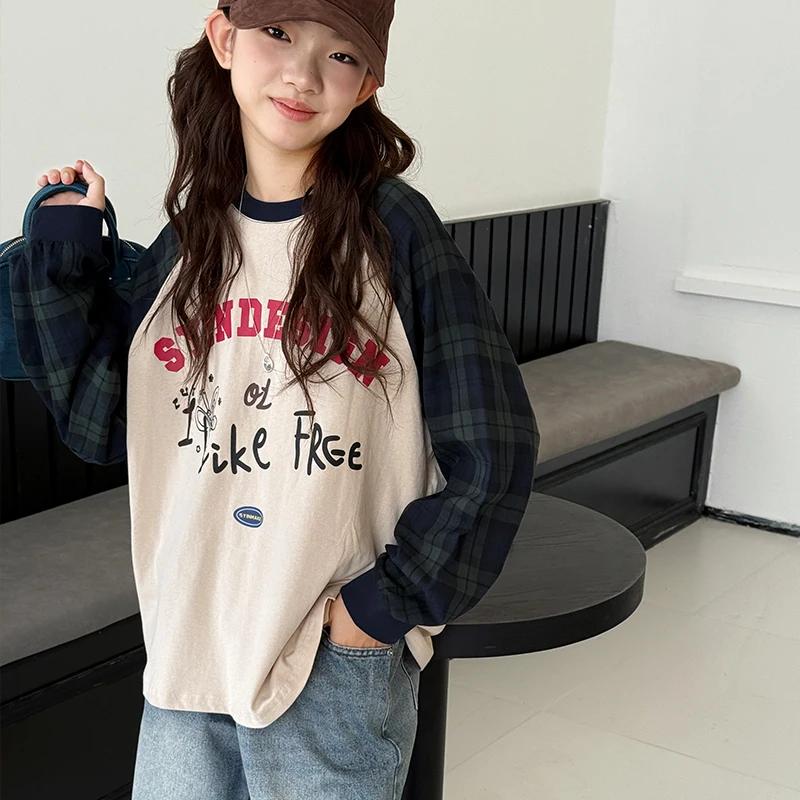 T-Shirt à manches longues pour filles, haut à manches Raglan pour enfants, grande couche de Base en