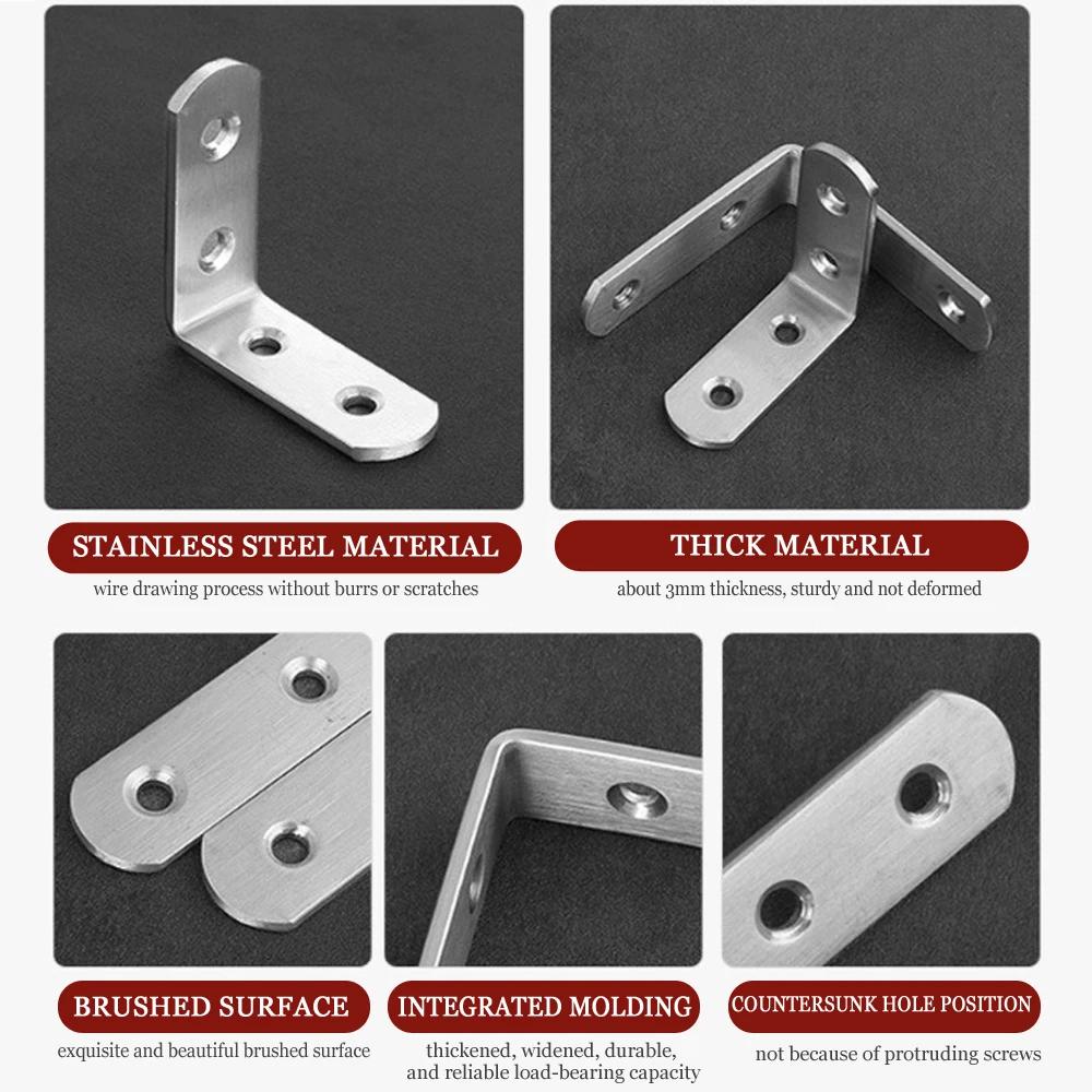 Fixation d'angle en acier inoxydable, 40x40mm, pratique, joint épais à angle droit, pour meubles de