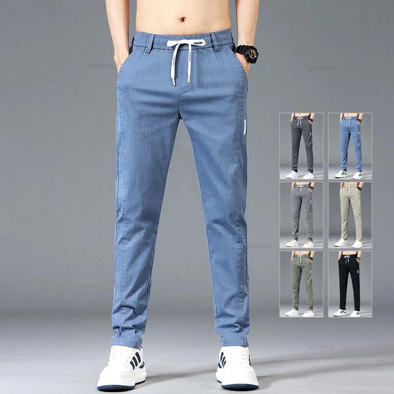 Printemps été hommes pantalons décontractés mode mince taille élastique Style coréen affaires mince