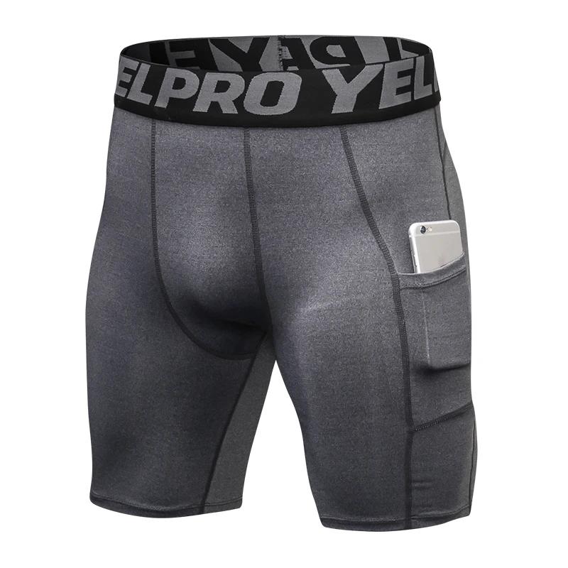Short de compression homme course poche séchage rapide entraînement fitness sport