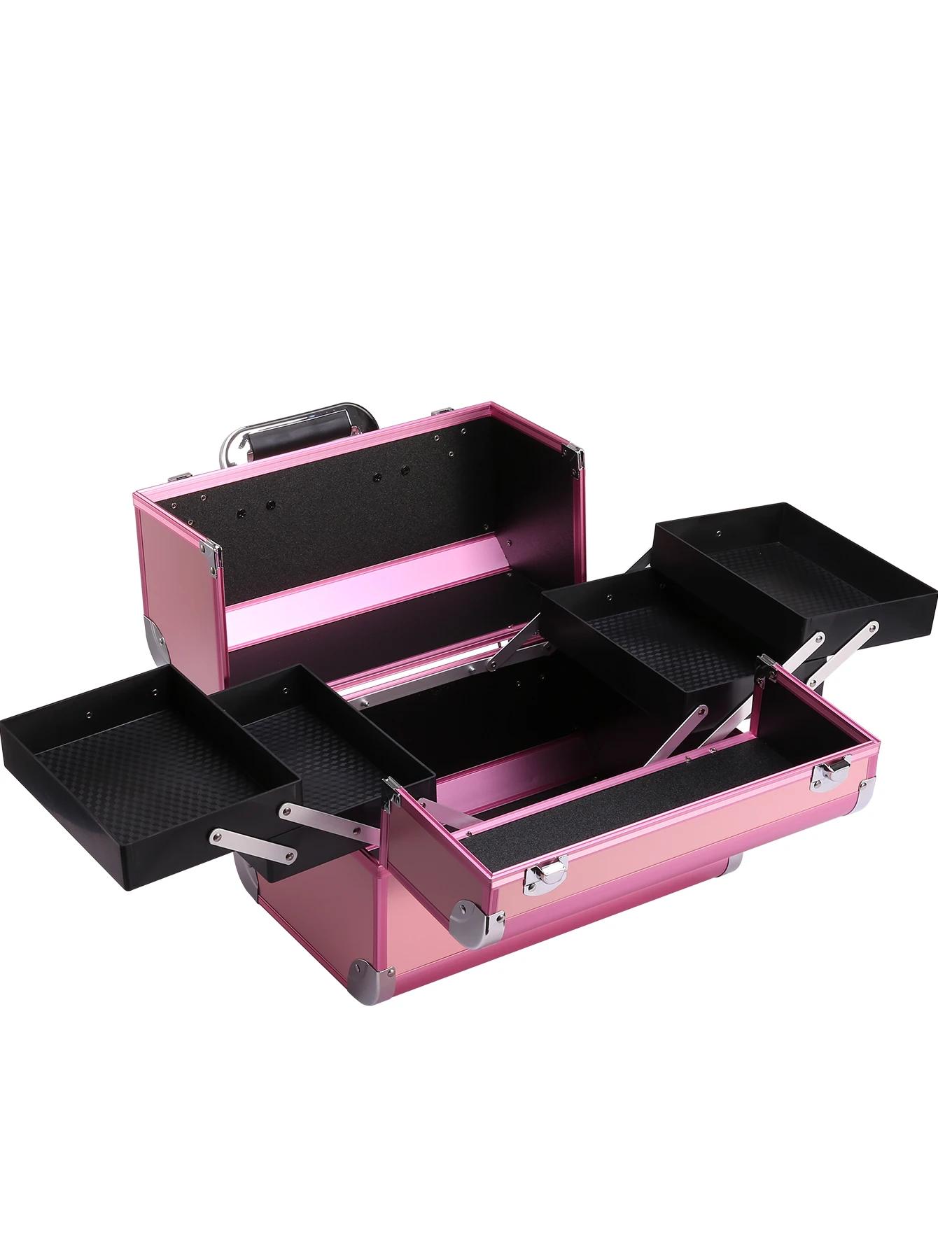 Mallette de maquillage en alliage d'aluminium, boîte à outils de pédicure avec poignée, boîte à cosm