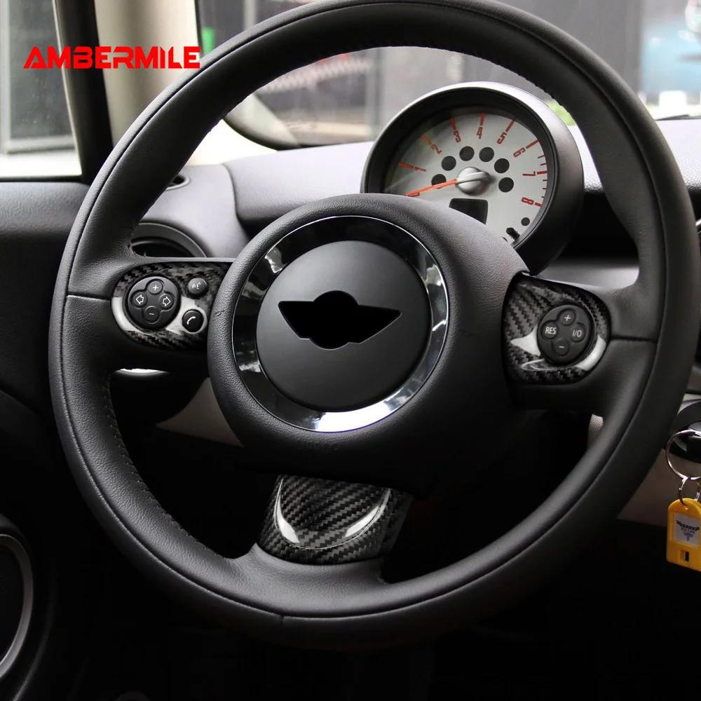 Couverture d'airbag de volant en Fiber de carbone véritable, autocollant intérieur de voiture pour M