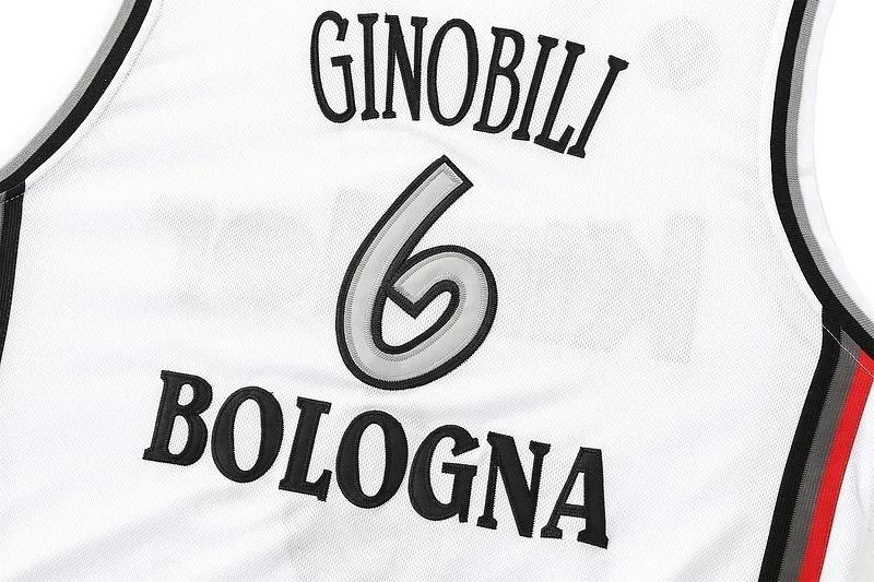 Maillot de Basket Italie 6 Manu Ginobili Bologna - Taille S à 2XL Homme