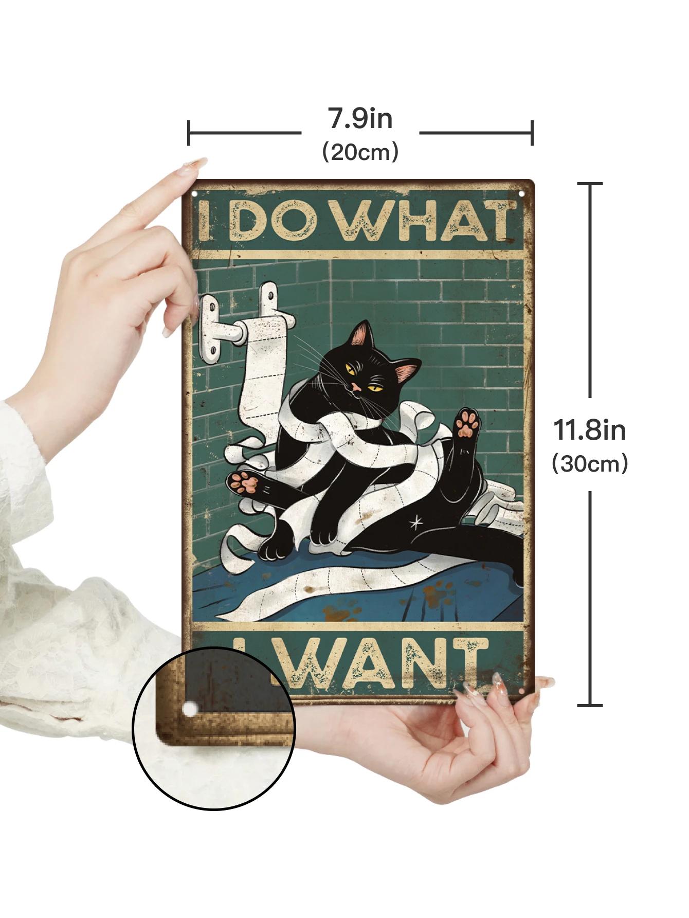 Putuo Decor-Affiche de chat noir 18/signe, décor d'art mural pour la salle des toilettes, décor HOWa