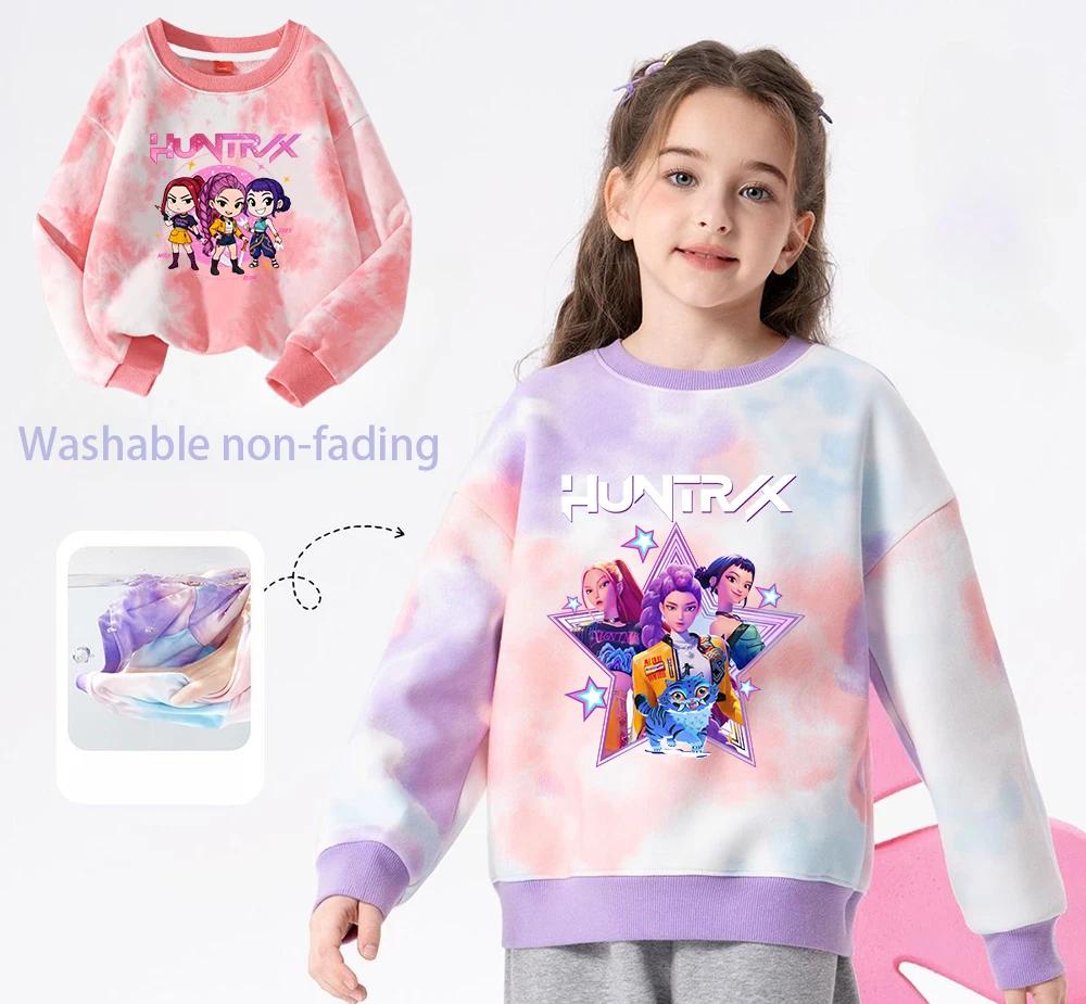 K-Pop Hunters Zoey Mira Rumi Sweat-shirt tie-dye pour fille, pull à col rond, vêtements de sport pou