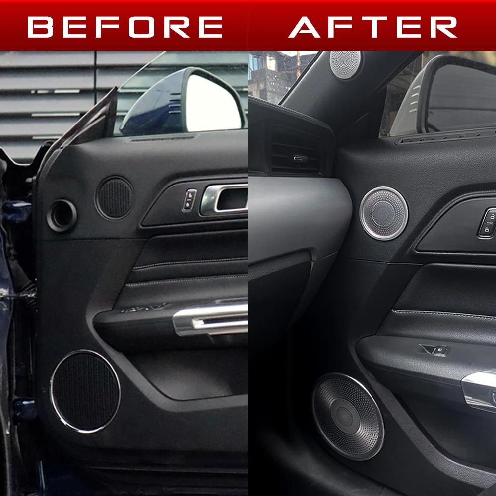 Pour Ford MUSTANG 2015-2020 6 pièces en acier inoxydable noir titane couleur voiture intérieur Surro