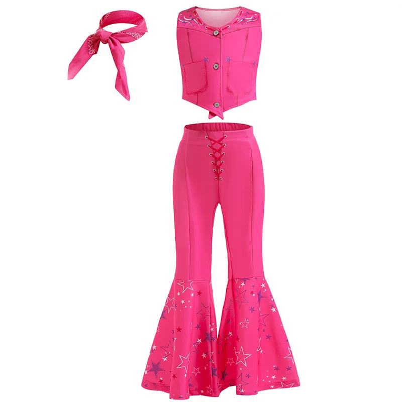 Robe d'été rose bébé sans manches à carreaux et fines bretelles pour fille, style cow-boy, inspirée
