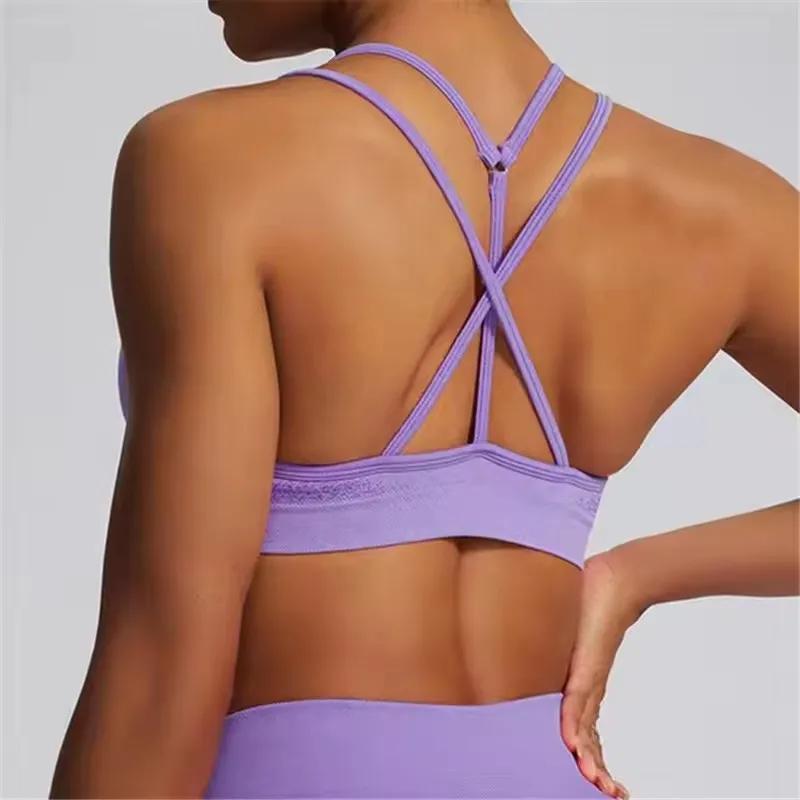 Soutien-gorge de sport Ignite femme rembourré dos croisé - Haut court sans couture yoga fitness gym course