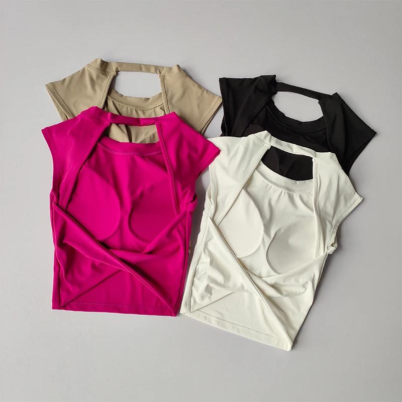 T-shirt de sport dos nu sexy femme - Haut moulant à séchage rapide pour yoga amincissant