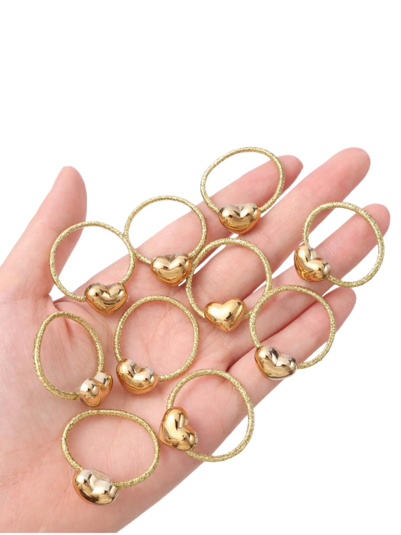 Lot de 10 jolis élastiques pour cheveux de style princesse pour bébés filles, avec paillettes dorées