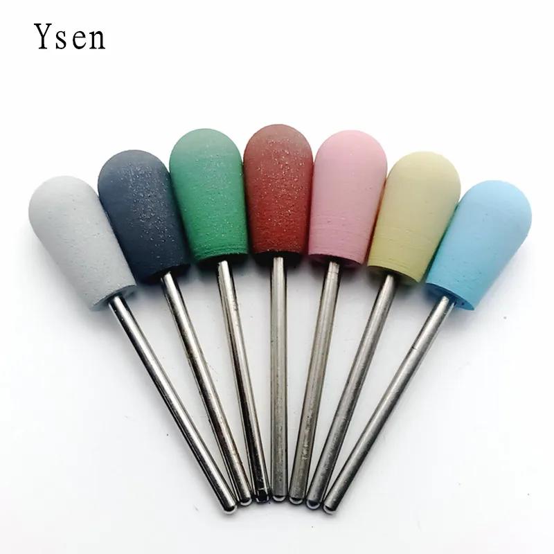 Tête Cuspidal 7 couleurs, tampon à ongles en caoutchouc et carbure de silicium, Machine de manucure