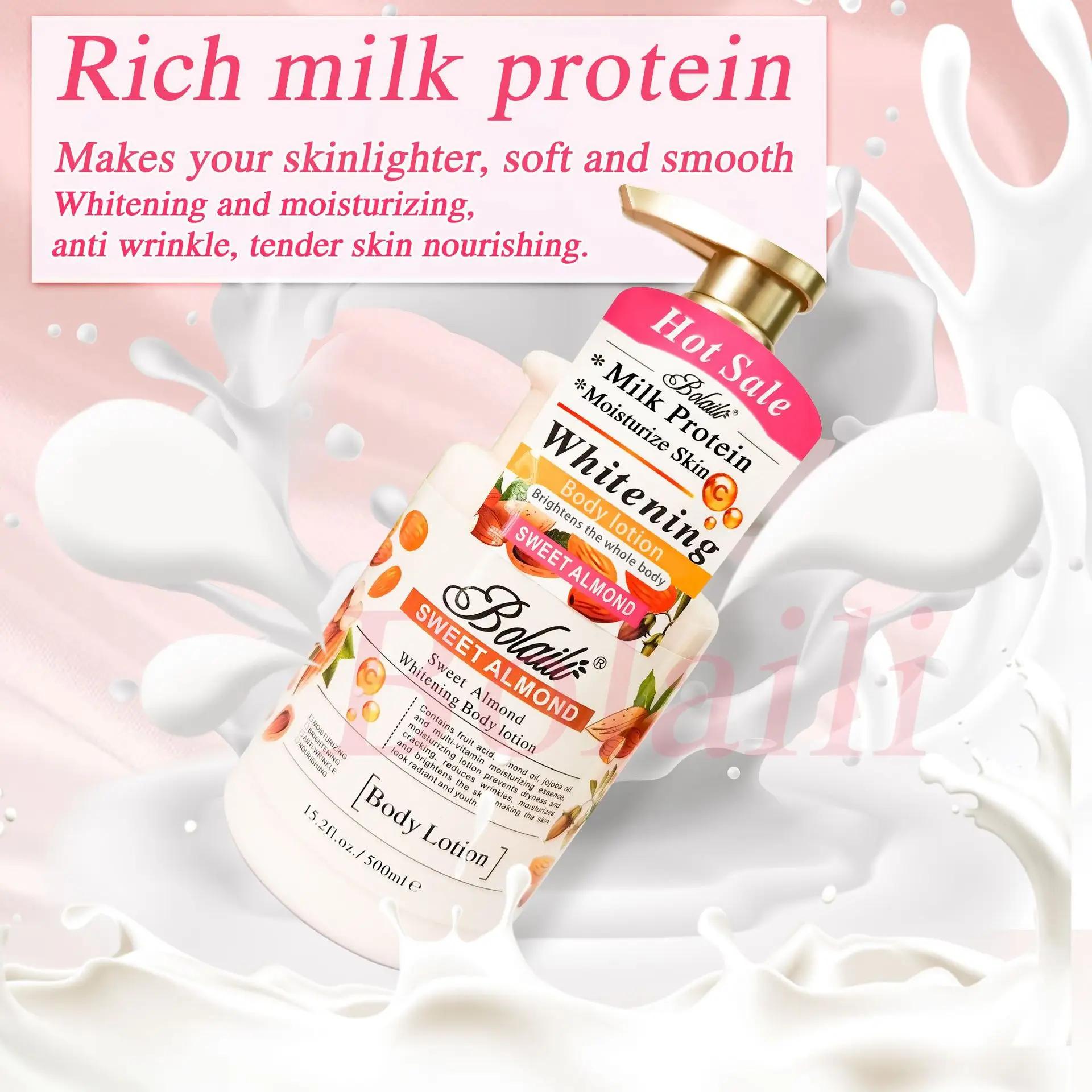 Lotion et gommage pour le corps blanchissant à l'amande, 500ml, exfoliant, hydratant, éclaircissant