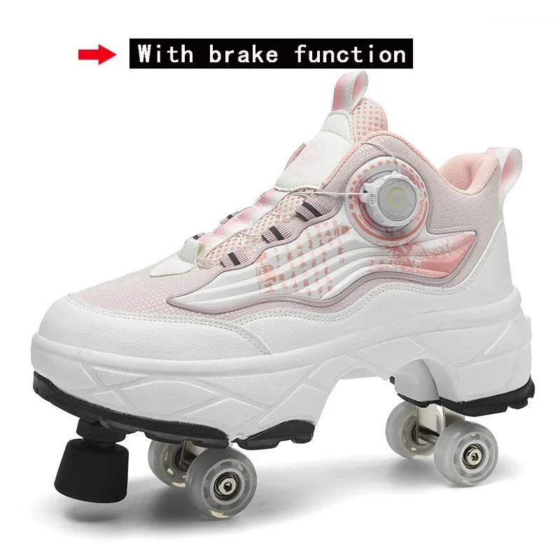 Chaussures de patins à roulettes à déformation, patins à 4 roues à Double rangée, baskets à roulette