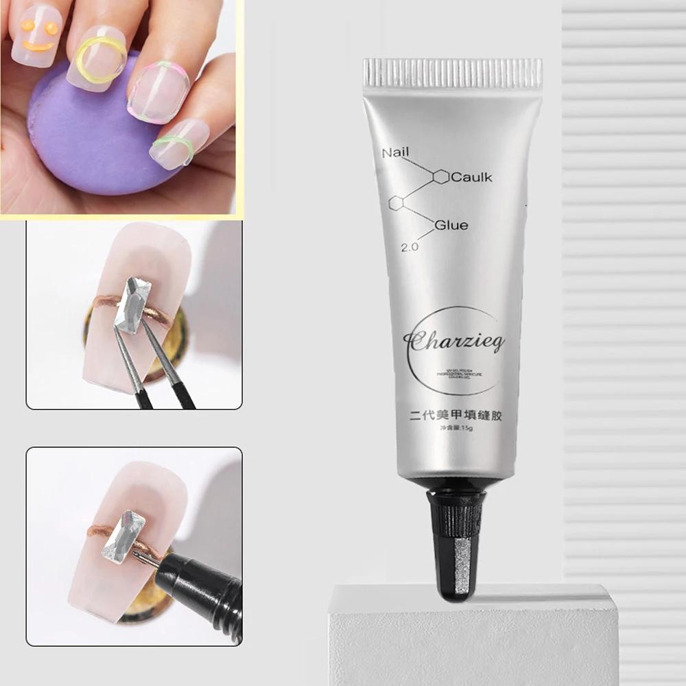 15 g/boîte 5 en 1 strass colle Gel couleur transparente Nail Art Gel collant pour strass bijoux déco
