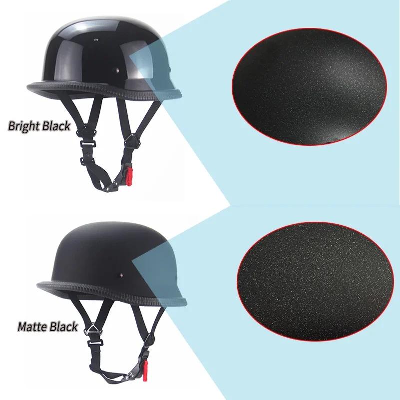 1 pièces X M/L/XL/XXL Vintage moto Cruiser casque demi visage casque allemand moto casque noir brill