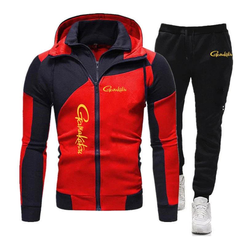 Ensemble de sport confortable en coton imprimé Gamakatsu pour hommes, sweat à capuche tendance avec