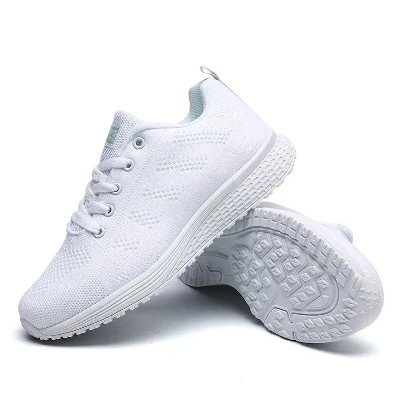 Femmes Chaussures Décontractées Mode Respirant Marche Maille FlatShoesSneakers Blanc Femme Chaussure