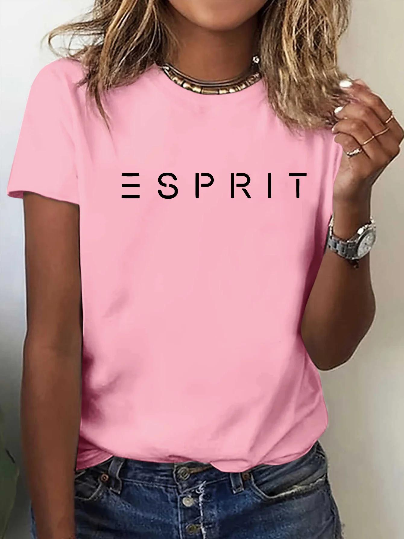 T-Shirt graphique décontracté à manches courtes et col rond pour femmes, avec lettres audacieuses im