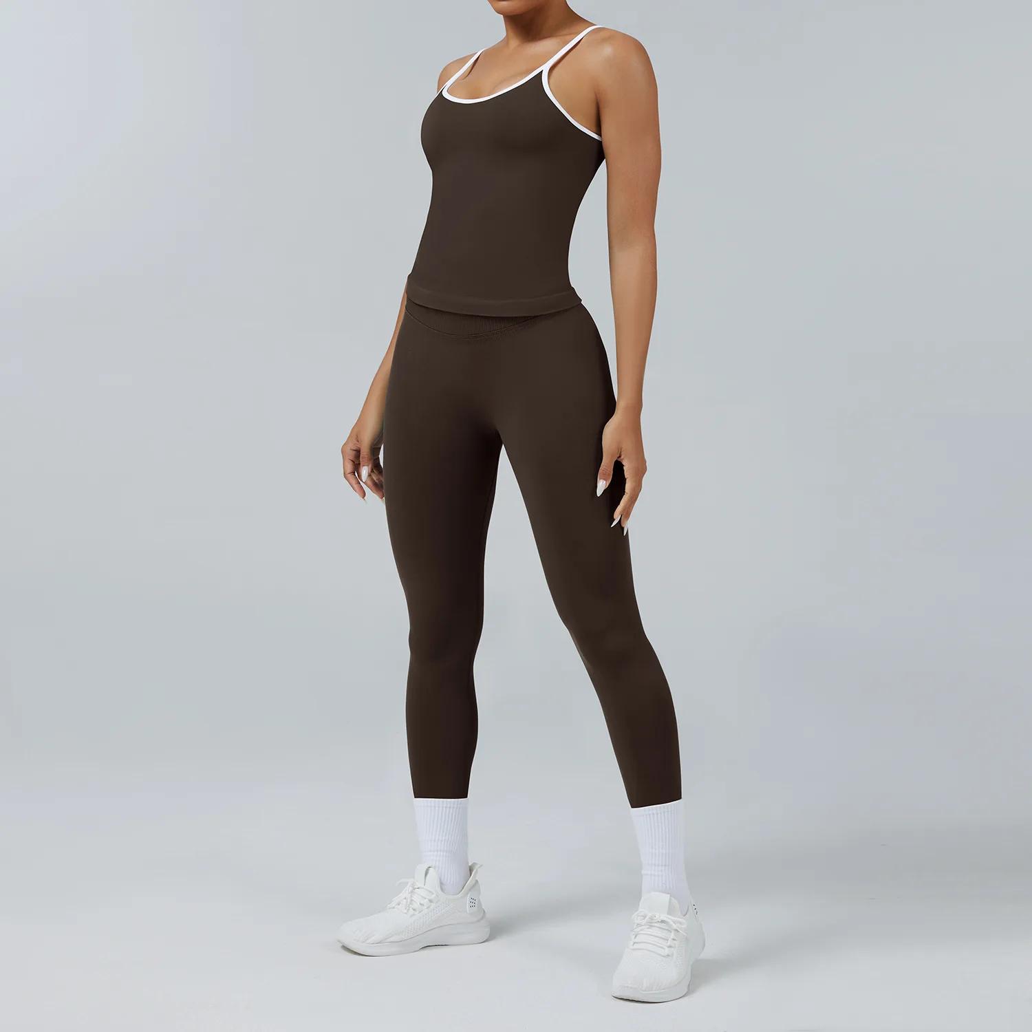 Ensemble de vêtements de yoga pour femmes, 2 pièces, survêtement, vêtements de sport sans couture, t
