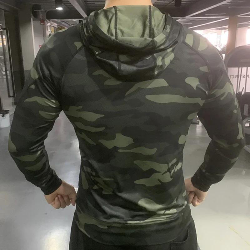 Veste à Capuche de Compression pour Homme, Vêtement de dehors, de Plein Air, de Protection Solaire,