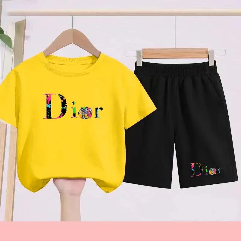 T-shirt de sport noir pour enfants de 3 à 12 ans, ensemble de vêtements de sport, short, ensemble de