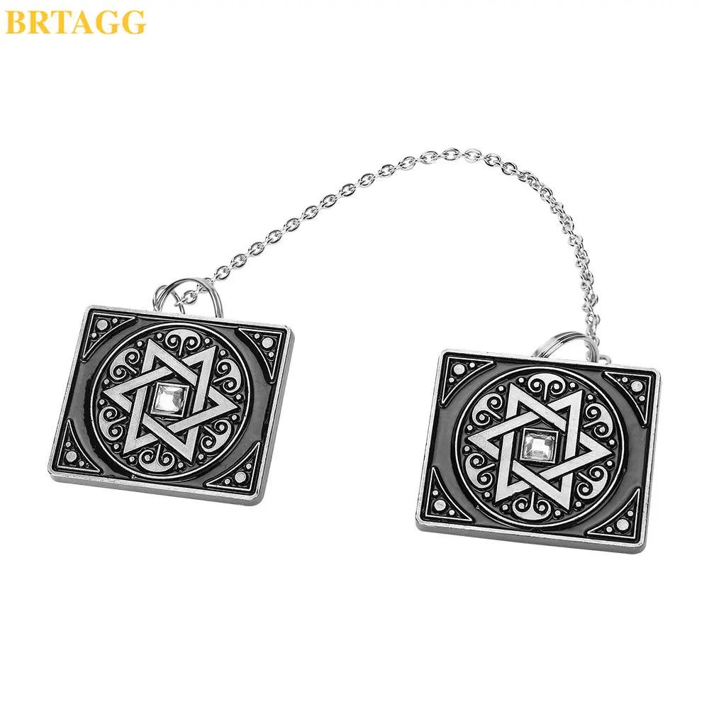 BRTAGG Clips Tallit, Clips pour Châle de Prière Tallit, 3,5 cm x 3 cm, Tout Métal, Étoile de David,