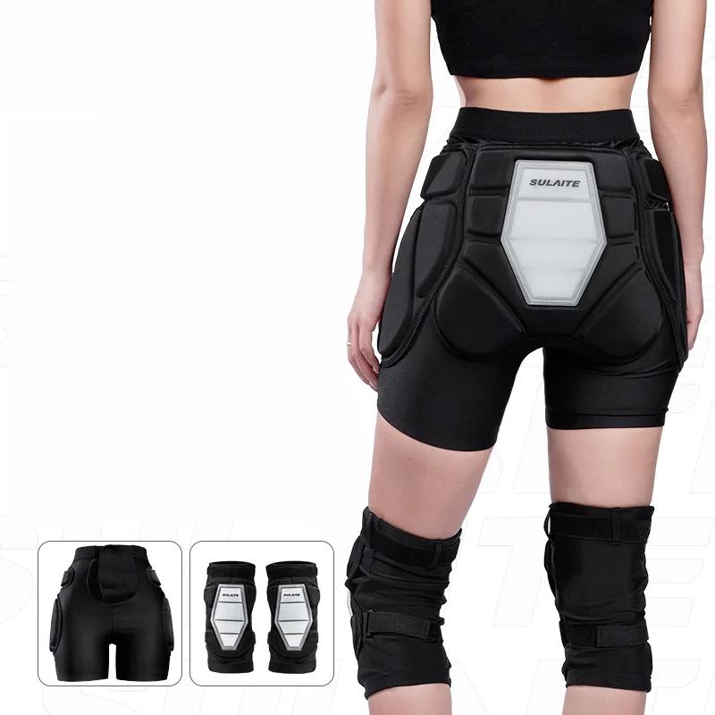 Short de protection rembourré 3D avec genouillères - Équipement en Silicone EVA pour cyclisme et sports d'hiver