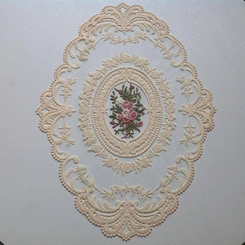 Dessous de verre en broderie de dentelle nareuropéenne, décoration de couverture d'assiette alimenta