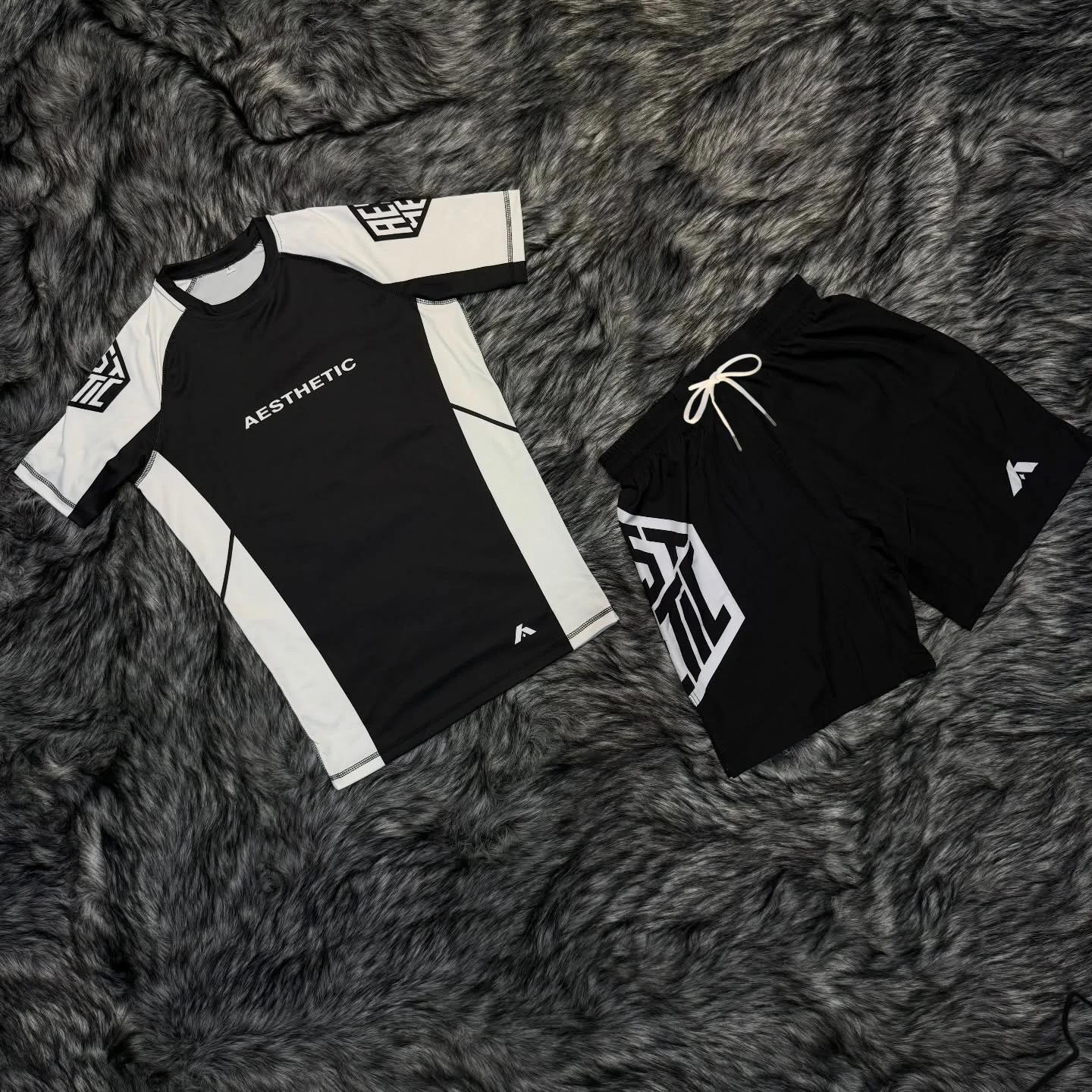Nouvel ensemble de sport de lutte 2026 – T-shirts et shorts graphiques blancs pour hommes – Tenue de