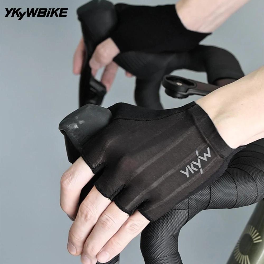 YKYWBIKE gants de cyclisme demi doigt unisexe italie Interface paume rembourrage Pro équipe vélo rou