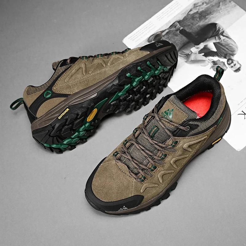 HIKEUP – chaussures de randonnée en cuir pour hommes, baskets de randonnée en plein air, de tourisme