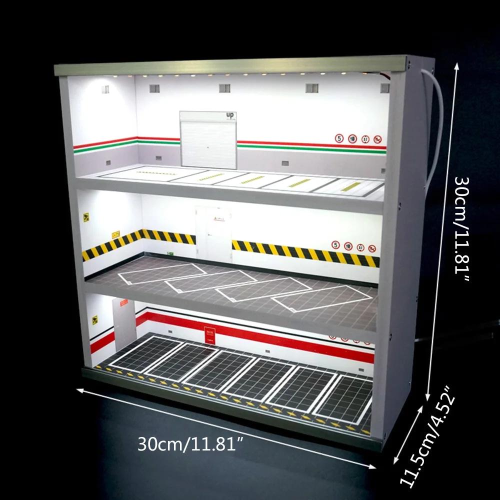 Vitrine de voiture modèle moulé sous pression avec lumière LED, vitrine de garage, vitrine de parkin