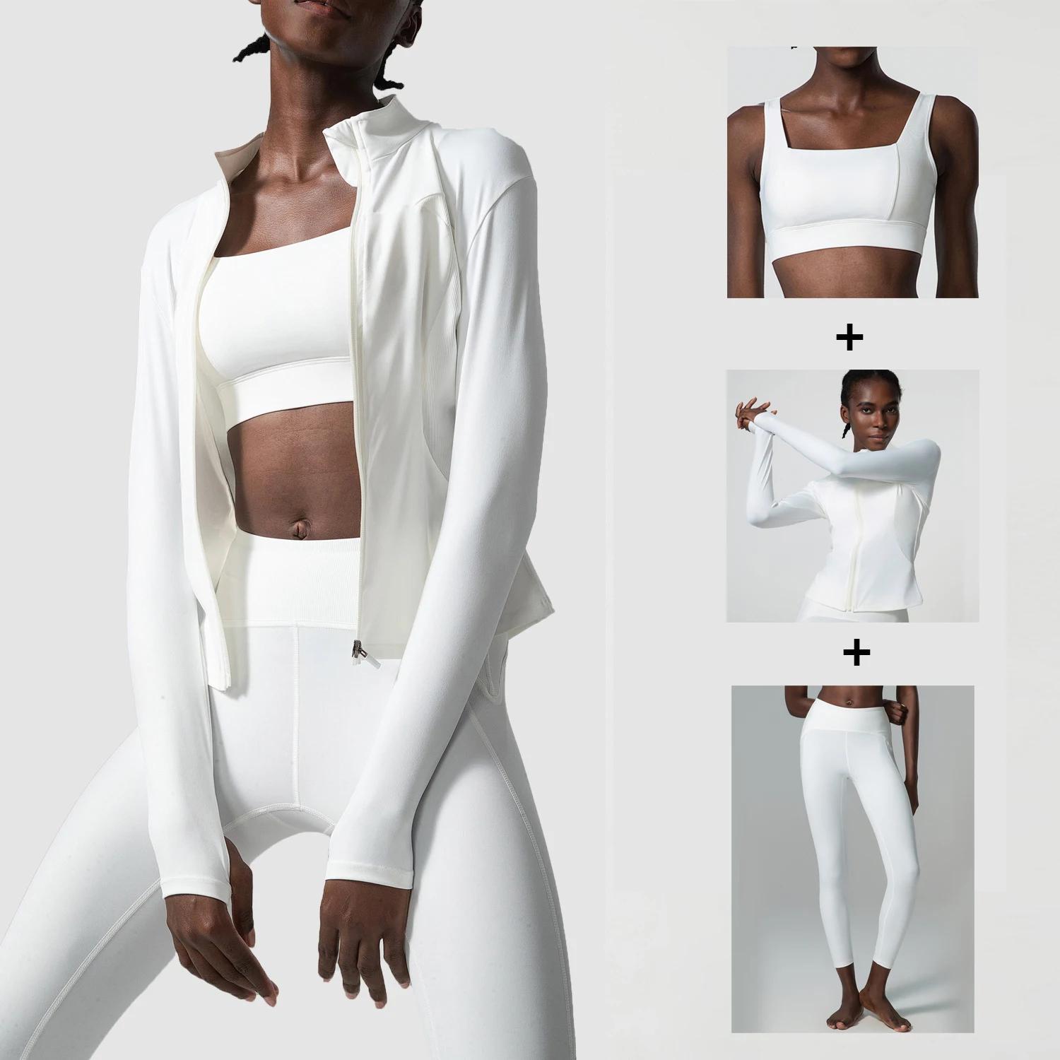 Ensemble de Yoga 3 pièces pour femmes, vêtements d'athlétisme d'entraînement, chemise à manches long