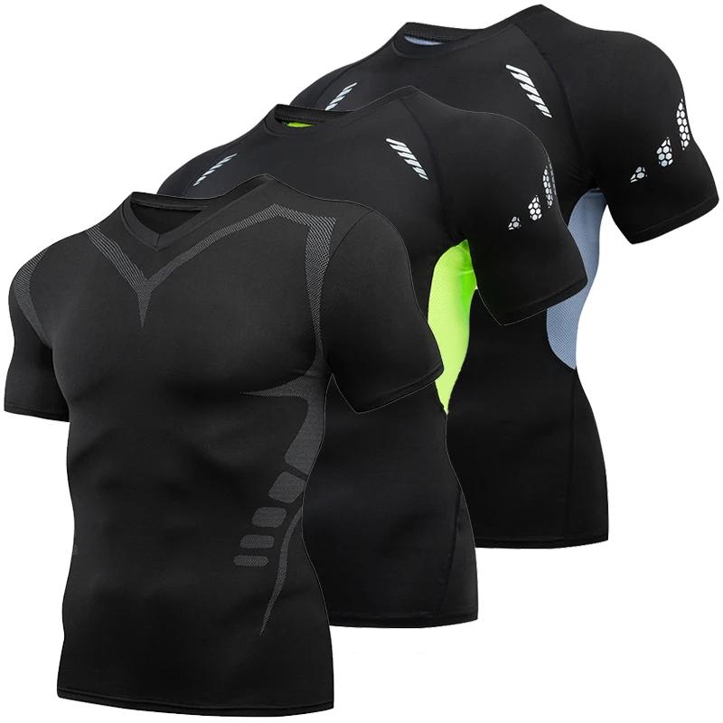 T-shirt de compression à manches courtes pour homme, maillot de corps athlétique, Rash Guard, séchag