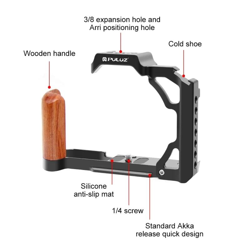 PULUZ-Caméra vidéo pour Nikon ZDavid, poignée en bois, stabilisateur en métal, en alliage d'aluminiu