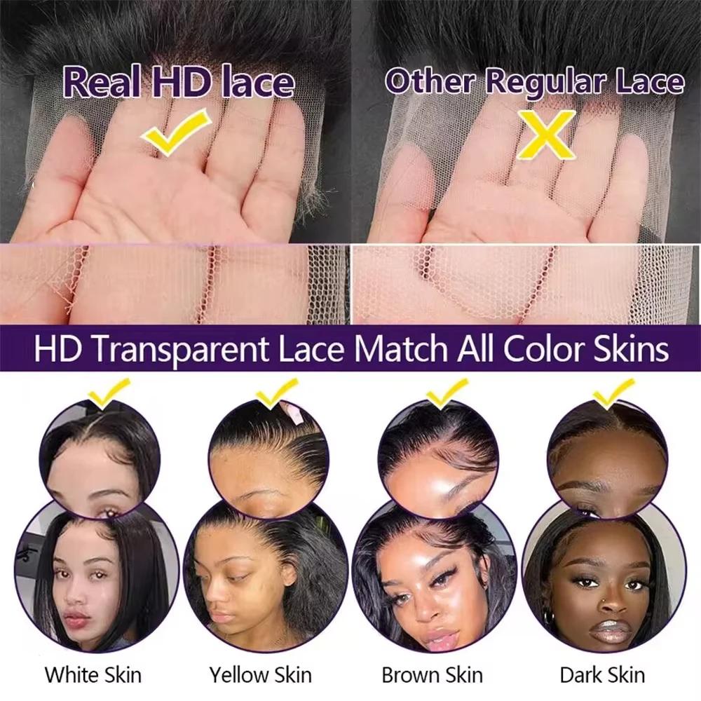 Perruque frontale en dentelle HD 13x6, cheveux humains bouclés Deep Wave 38-40 pouces, perruques bré