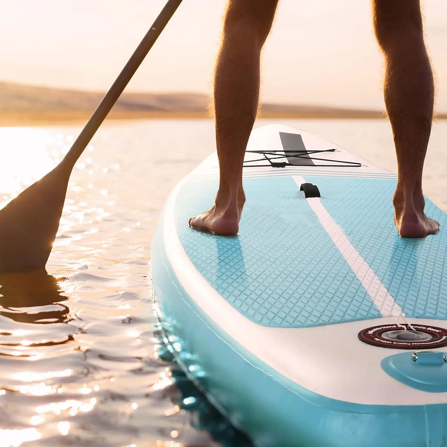 Planche à pagaie gonflable SUP, avec accessoires de paddle, pompe triple action, pêche verte