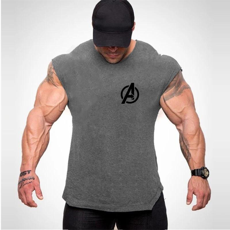 Chemise musculation homme ourlet incurvé fibre coton stringer gym fitness été 2023