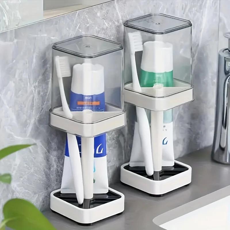 1 porte-brosse à dents avec tasse de bain de bouche, boîte de rangement organisateur de brosse à den