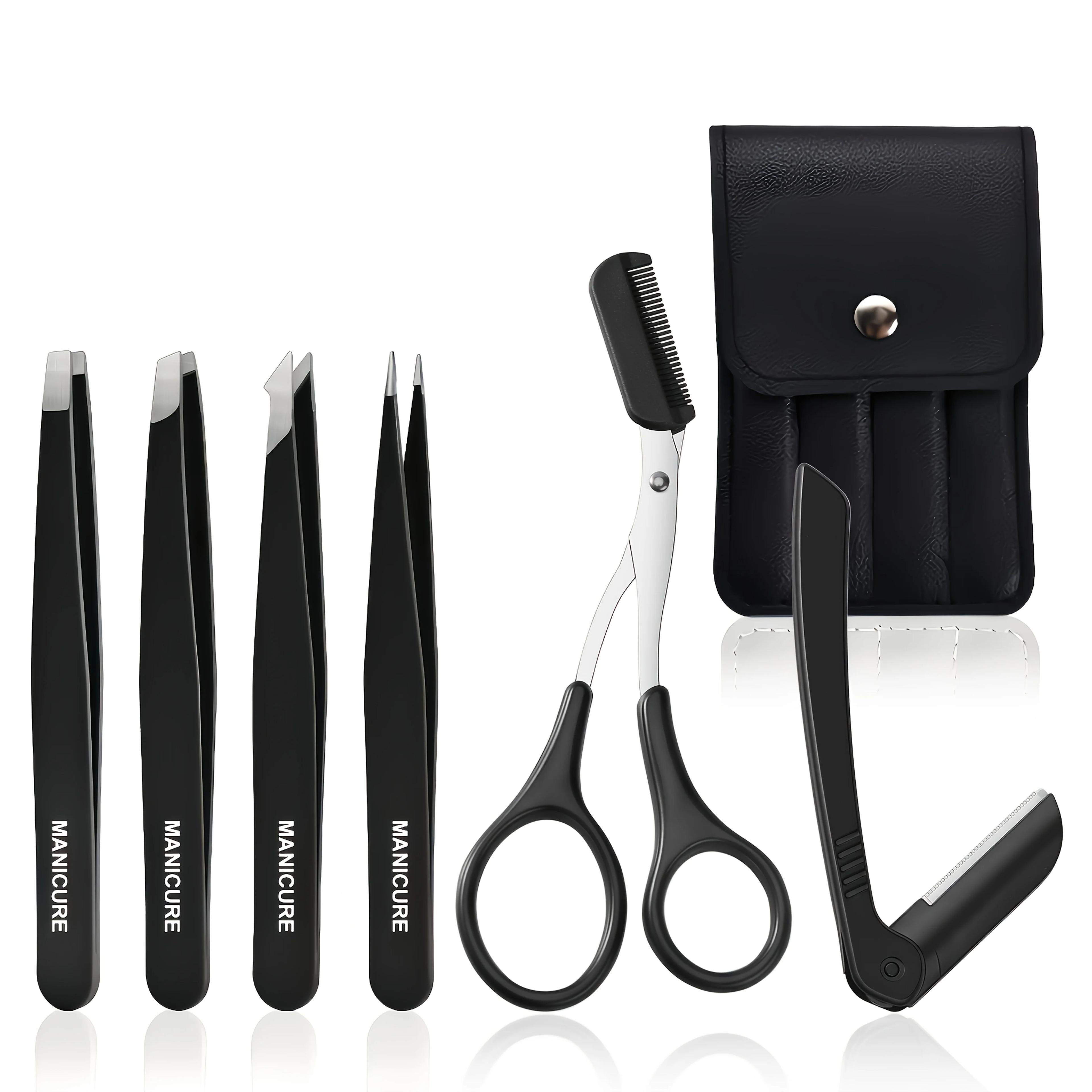 Pincettes et ciseaux professionnels de précision en acier inoxydable, adaptés au coupe des sourcils,