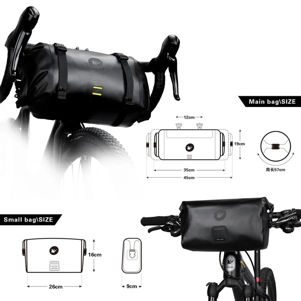 Rhinowalk – Sac de vélo étanche de grande capacité, sacoche de guidon, tube avant, 2 pièces, pour ca