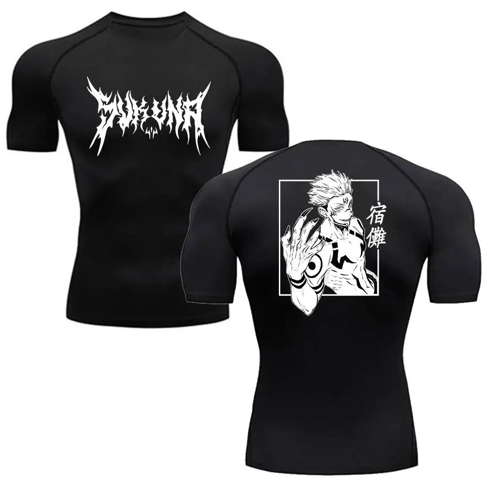 Anime Jujutsu Kaisen chemise de Compression hommes Fitness Gym Sport course T-Shirt Rashgard hauts T