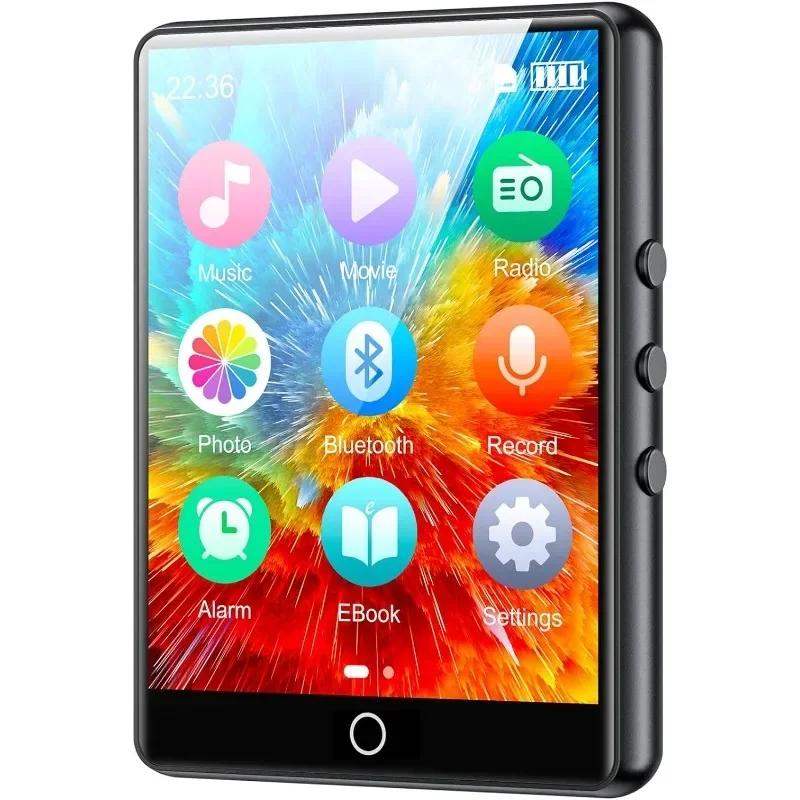 Lecteur MP3 à écran tactile, Bluetooth 2.8, lecteur de musique HiFi avec haut-parleur, radio FM, enr